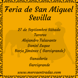 Entradas toros sevilla 27 de Septiembre